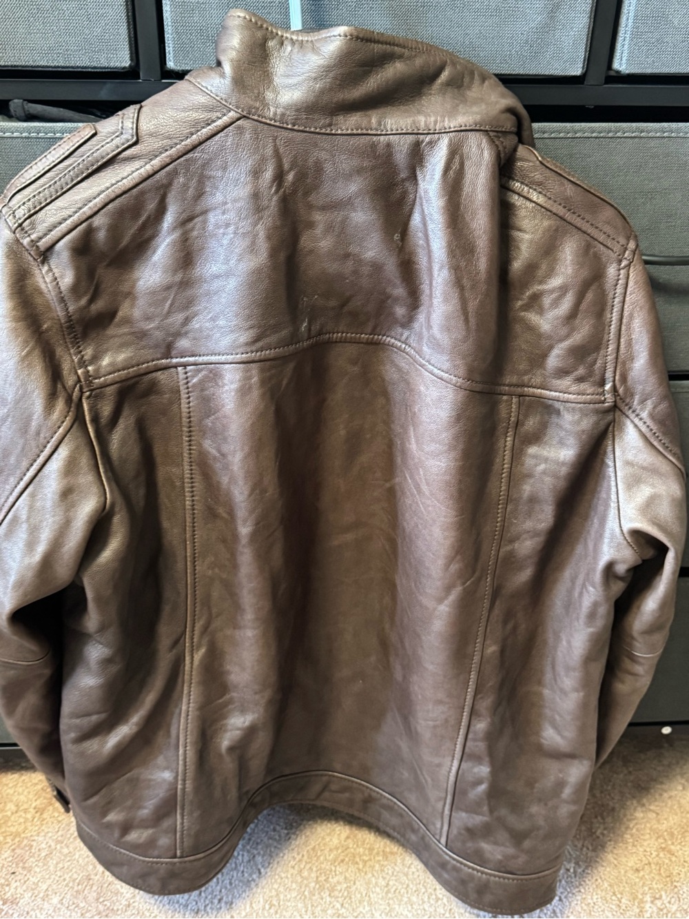 Marc New York Brown Leather Bomber Jacket - Picture 5 of 5